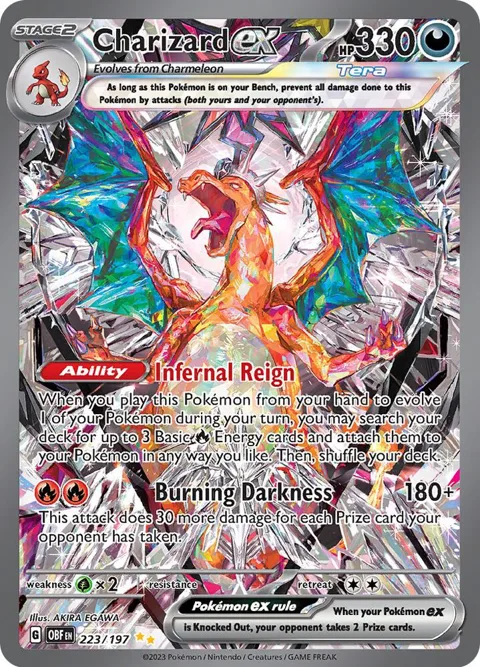Charizard ex #223/197 Holofoil Pokémon card from Obsidian Flames