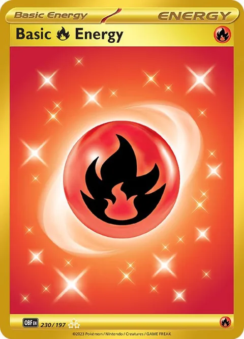 Basic Fire Energy #230/197 Holofoil Pokémon card from Obsidian Flames