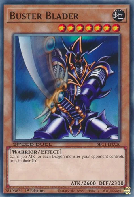 Buster Blader SBC1-ENA06 Yu-Gi-Oh card from Speed Duel: Streets of Battle City