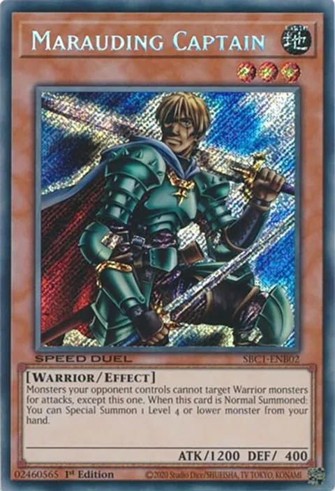 Marauding Captain Secret Rare SBC1-ENB02 Yu-Gi-Oh card from Speed Duel: Streets of Battle City