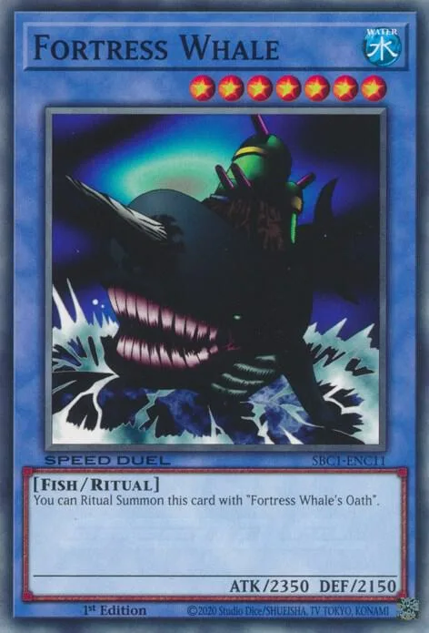 Fortress Whale SBC1-ENC11 Yu-Gi-Oh card from Speed Duel: Streets of Battle City