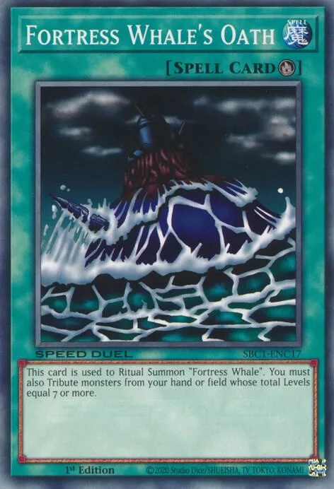 Fortress Whale's Oath SBC1-ENC17 Yu-Gi-Oh card from Speed Duel: Streets of Battle City