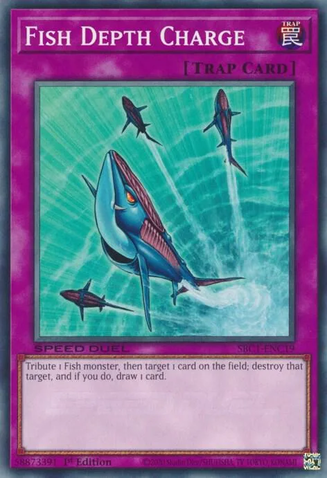 Fish Depth Charge SBC1-ENC19 Yu-Gi-Oh card from Speed Duel: Streets of Battle City