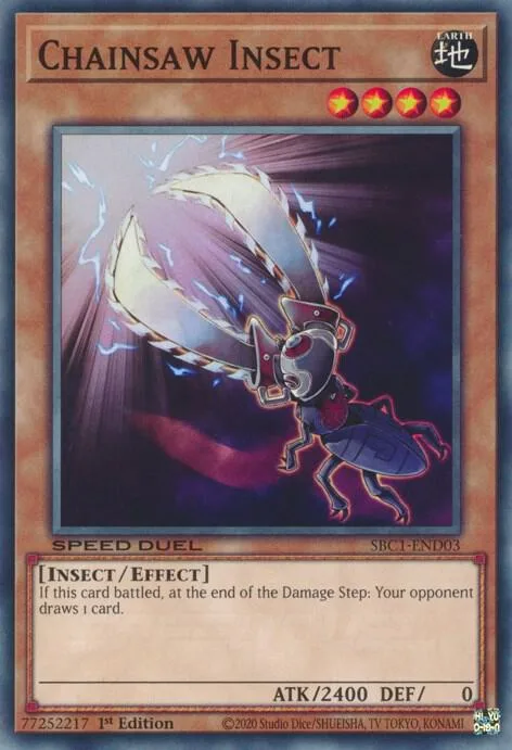 Chainsaw Insect SBC1-END03 Yu-Gi-Oh card from Speed Duel: Streets of Battle City