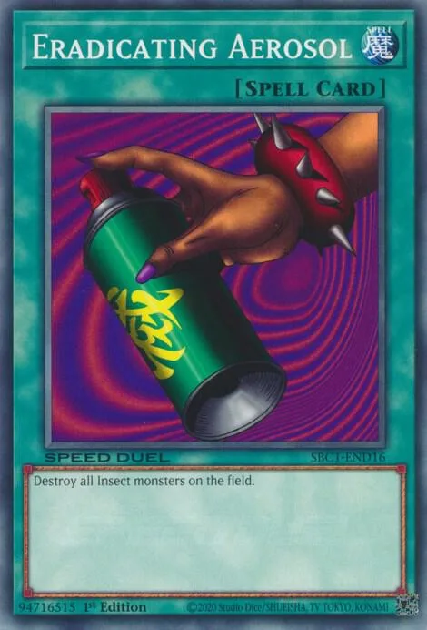 Eradicating Aerosol SBC1-END16 Yu-Gi-Oh card from Speed Duel: Streets of Battle City