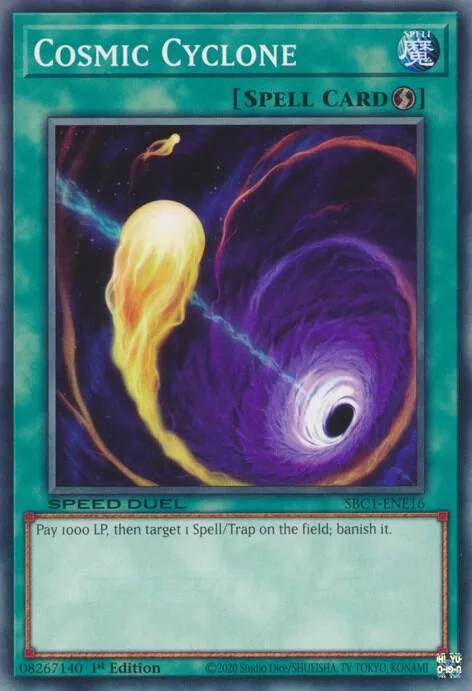 Cosmic Cyclone SBC1-ENE16 Yu-Gi-Oh card from Speed Duel: Streets of Battle City