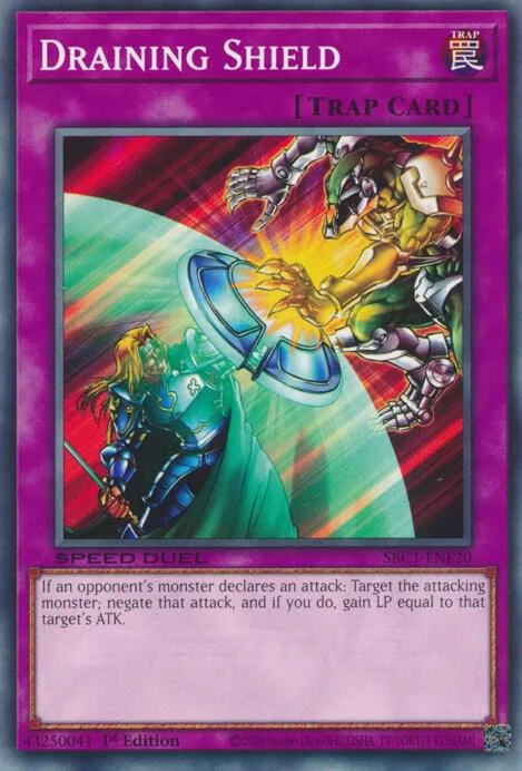 Draining Shield SBC1-ENE20 Yu-Gi-Oh card from Speed Duel: Streets of Battle City