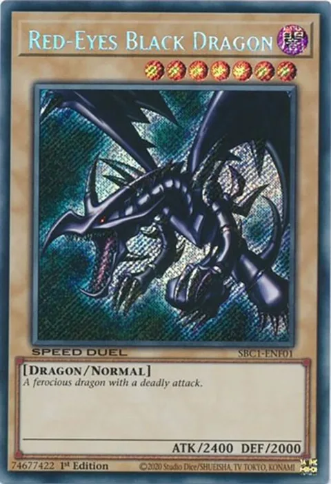 Red-Eyes Black Dragon Secret Rare SBC1-ENF01 Yu-Gi-Oh card from Speed Duel: Streets of Battle City