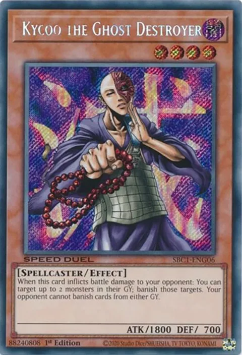 Kycoo the Ghost Destroyer Secret Rare SBC1-ENG06 Yu-Gi-Oh card from Speed Duel: Streets of Battle City