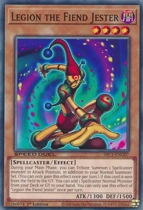 Legion the Fiend Jester SBC1-ENG07 Yu-Gi-Oh card from Speed Duel: Streets of Battle City