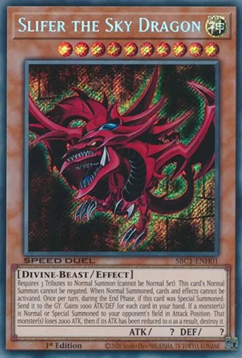 Slifer the Sky Dragon SBC1-ENH01 Yu-Gi-Oh card from Speed Duel: Streets of Battle City