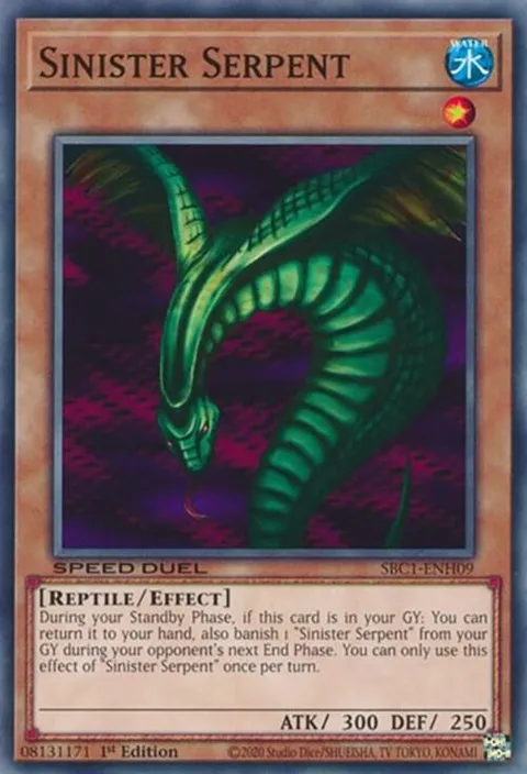 Sinister Serpent SBC1-ENH09 Yu-Gi-Oh card from Speed Duel: Streets of Battle City