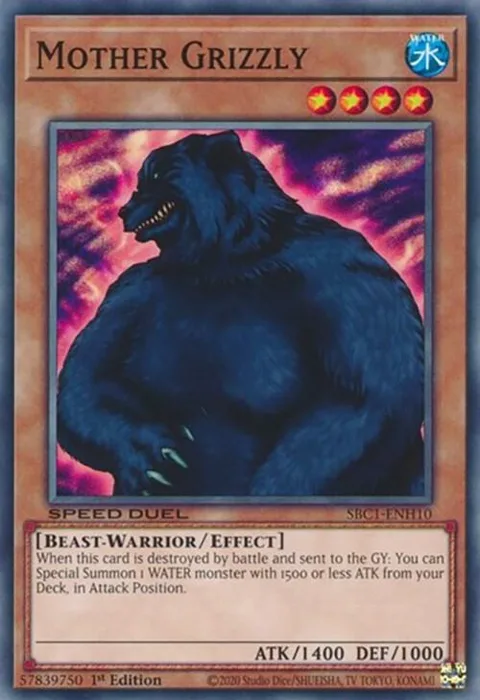 Mother Grizzly SBC1-ENH10 Yu-Gi-Oh card from Speed Duel: Streets of Battle City