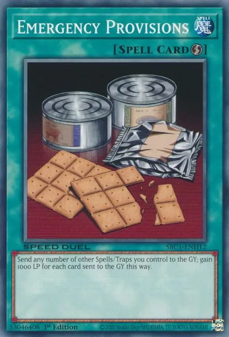 Emergency Provisions SBC1-ENH12 Yu-Gi-Oh card from Speed Duel: Streets of Battle City