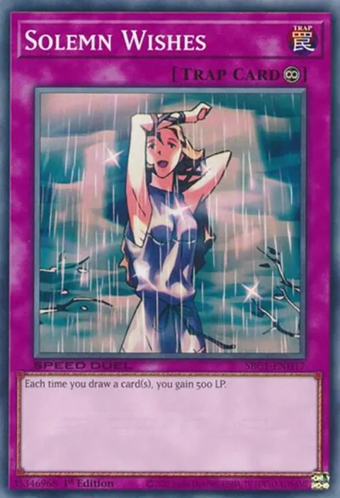 Solemn Wishes SBC1-ENH17 Yu-Gi-Oh card from Speed Duel: Streets of Battle City