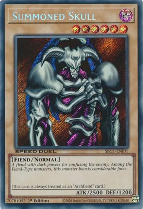 Summoned Skull Secret Rare SBC1-ENI01 Yu-Gi-Oh card from Speed Duel: Streets of Battle City