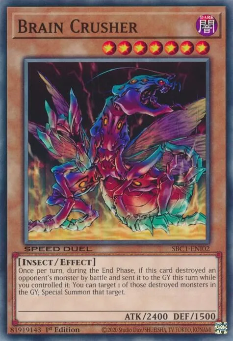 Brain Crusher SBC1-ENI02 Yu-Gi-Oh card from Speed Duel: Streets of Battle City
