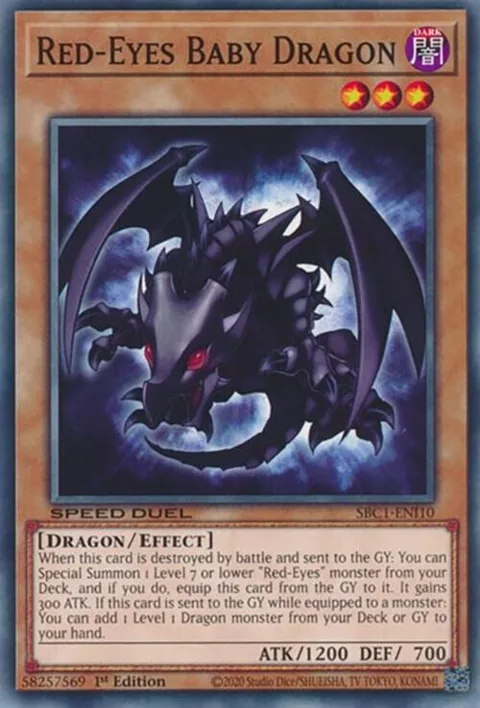 Red-Eyes Baby Dragon SBC1-ENI10 Yu-Gi-Oh card from Speed Duel: Streets of Battle City