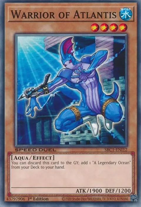 Warrior of Atlantis SBC1-ENI12 Yu-Gi-Oh card from Speed Duel: Streets of Battle City