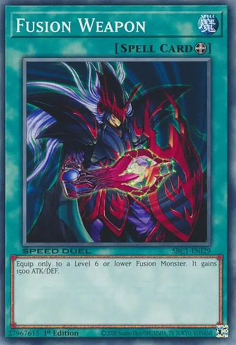 Fusion Weapon SBC1-ENI29 Yu-Gi-Oh card from Speed Duel: Streets of Battle City