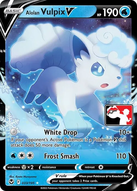 Alolan Vulpix V #033/195 Holofoil Pokémon card from Prize Pack Series Cards