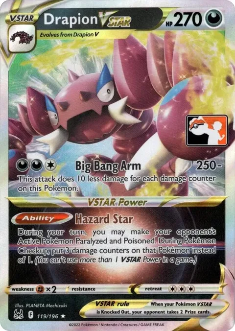 Drapion VSTAR #119/196 Holofoil Pokémon card from Prize Pack Series Cards