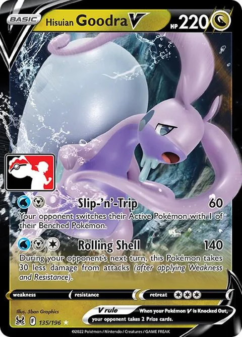Hisuian Goodra V #135/196 Holofoil Pokémon card from Prize Pack Series Cards
