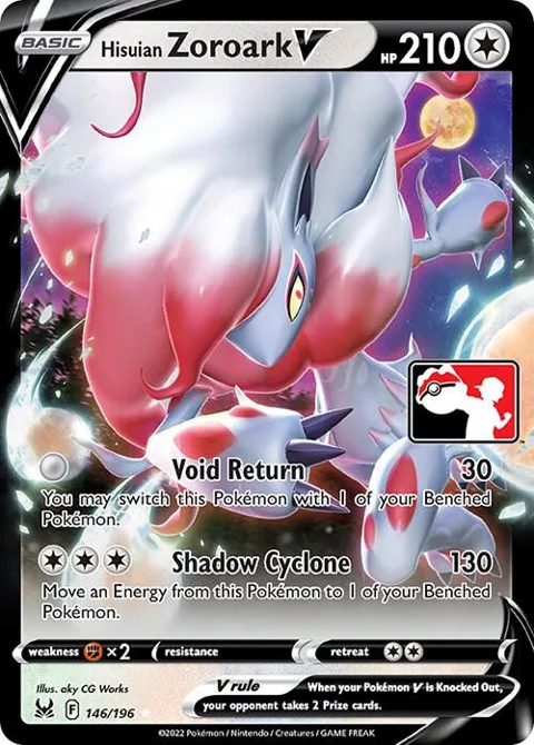 Hisuian Zoroark V #146/196 Holofoil Pokémon card from Prize Pack Series Cards