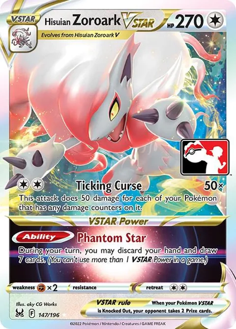 Hisuian Zoroark VSTAR #147/196 Holofoil Pokémon card from Prize Pack Series Cards