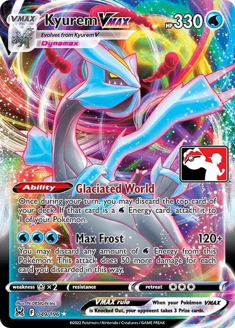 Kyurem VMAX #049/196 Holofoil Pokémon card from Prize Pack Series Cards