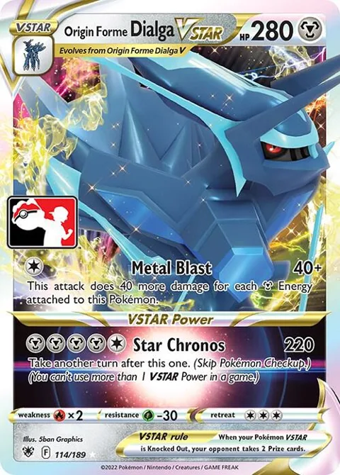 Origin Forme Dialga VSTAR #114/189 Holofoil Pokémon card from Prize Pack Series Cards