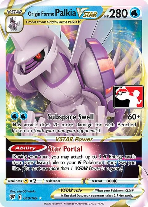 Origin Forme Palkia VSTAR #040/189 Holofoil Pokémon card from Prize Pack Series Cards