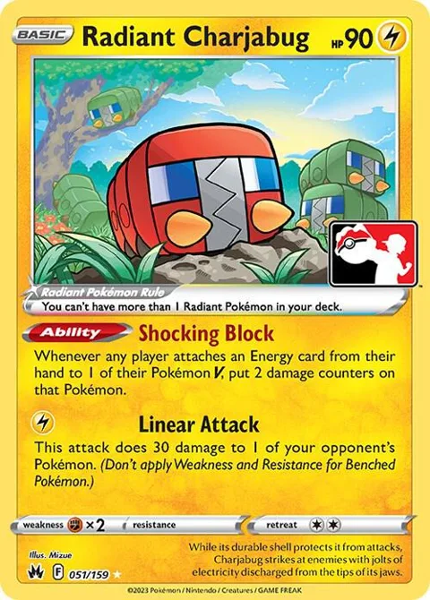 Radiant Charjabug #051/159 Holofoil Pokémon card from Prize Pack Series Cards