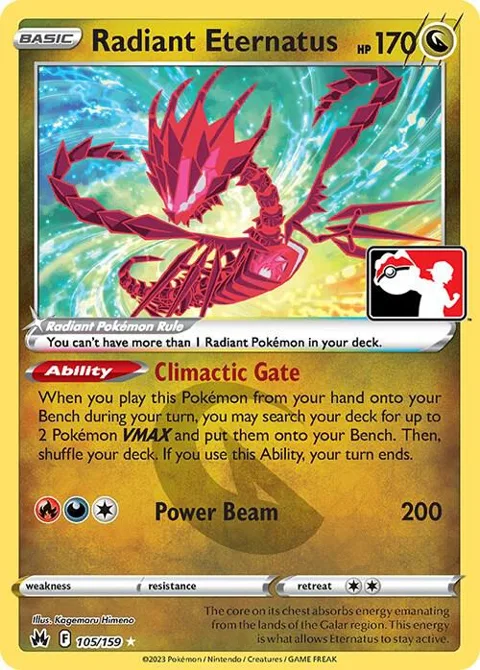 Radiant Eternatus #105/159 Holofoil Pokémon card from Prize Pack Series Cards