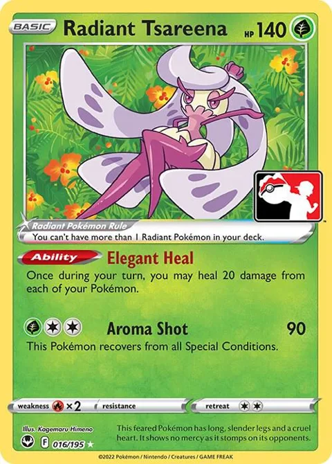 Radiant Tsareena #016/195 Holofoil Pokémon card from Prize Pack Series Cards