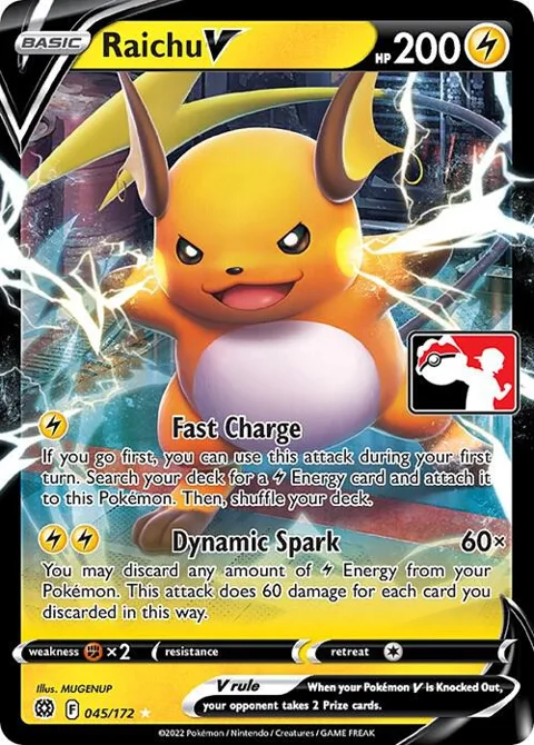 Raichu V #045/172 Holofoil Pokémon card from Prize Pack Series Cards