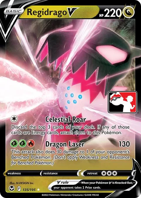 Regidrago V #135/195 Holofoil Pokémon card from Prize Pack Series Cards