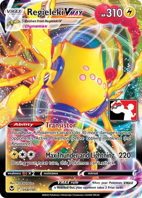 Regieleki VMAX #058/195 Holofoil Pokémon card from Prize Pack Series Cards