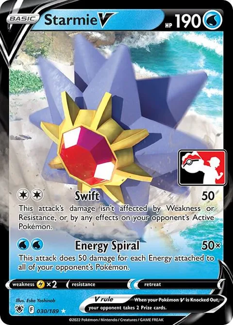 Starmie V #030/189 Holofoil Pokémon card from Prize Pack Series Cards