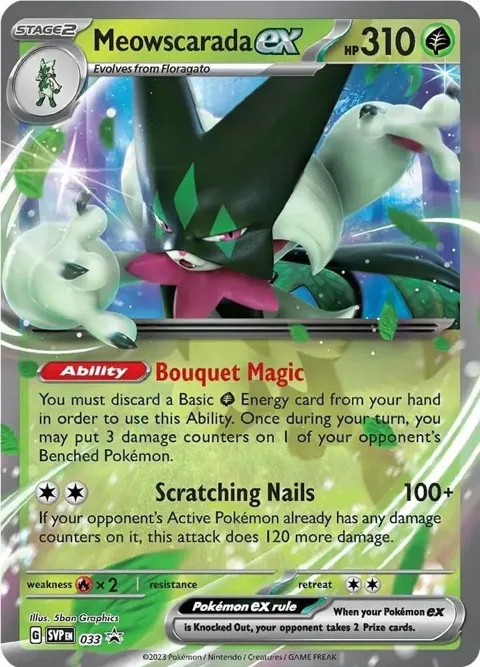 Meowscarada ex #033 Holofoil Pokémon card from Scarlet & Violet Promo Cards