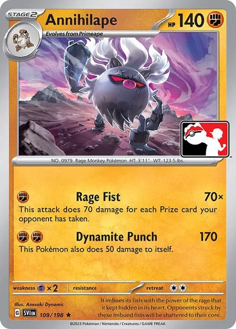 Annihilape #109/198 Pokémon card from Prize Pack Series Cards