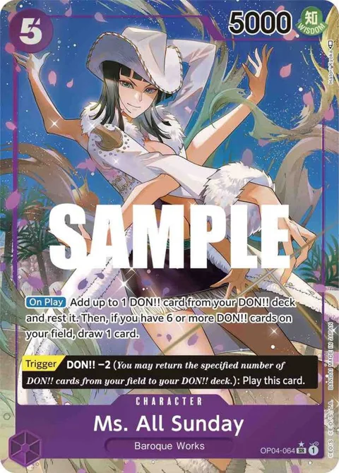 Ms. All Sunday Alt Art OP04-064 One Piece card from Kingdoms of Intrigue