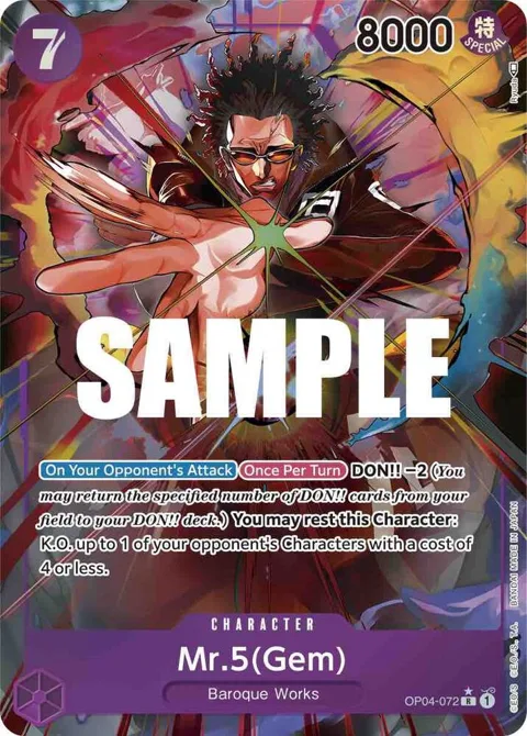 Mr.5 Gem Alt Art OP04-072 One Piece card from Kingdoms of Intrigue