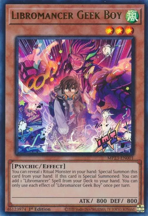 Libromancer Geek Boy MP23-EN001 Yu-Gi-Oh card from 25th Anniversary Tin: Dueling Heroes Mega Pack