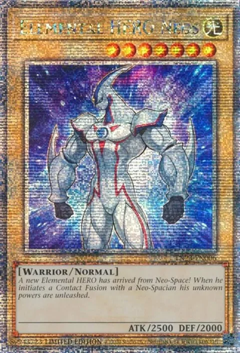 Elemental HERO Neos Quarter Century Secret Rare TN23-EN006 Yu-Gi-Oh card from 25th Anniversary Tin: Dueling Heroes