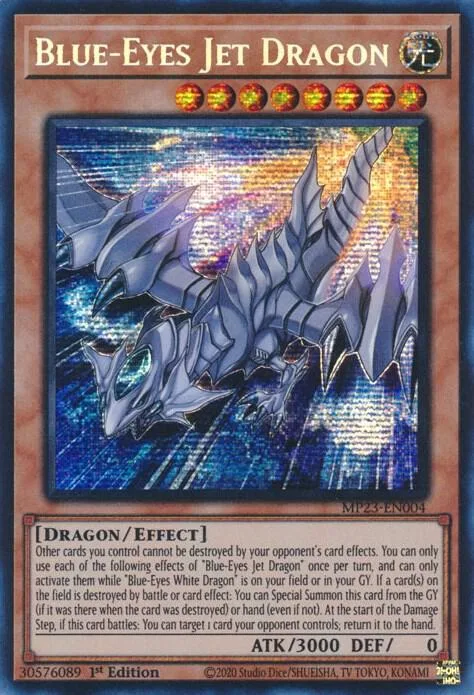 Blue-Eyes Jet Dragon MP23-EN004 Yu-Gi-Oh card from 25th Anniversary Tin: Dueling Heroes Mega Pack