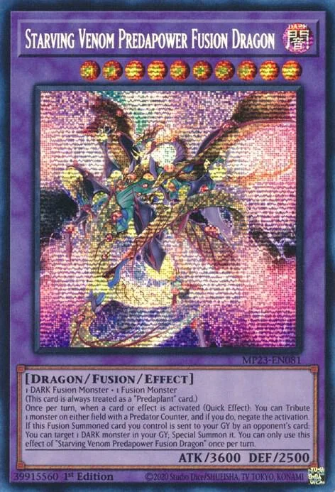 Starving Venom Predapower Fusion Dragon MP23-EN081 Yu-Gi-Oh card from 25th Anniversary Tin: Dueling Heroes Mega Pack