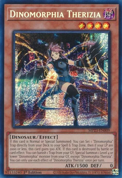 Dinomorphia Therizia MP23-EN009 Yu-Gi-Oh card from 25th Anniversary Tin: Dueling Heroes Mega Pack