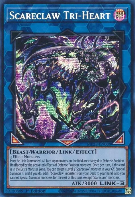 Scareclaw Tri-Heart MP23-EN088 Yu-Gi-Oh card from 25th Anniversary Tin: Dueling Heroes Mega Pack