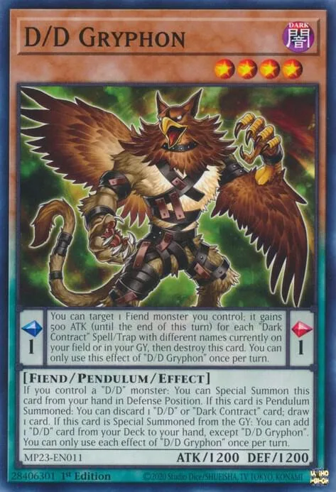 D/D Gryphon MP23-EN011 Yu-Gi-Oh card from 25th Anniversary Tin: Dueling Heroes Mega Pack